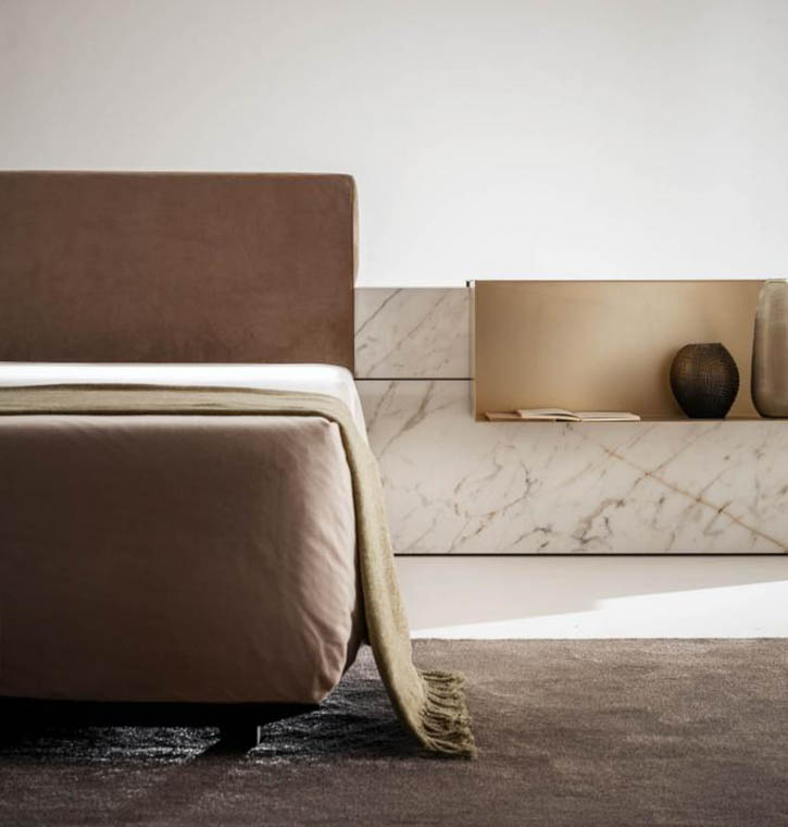 laurameroni luxury high end customizable and modular bed in precious materials