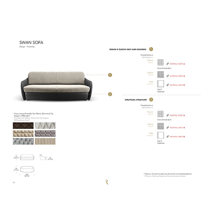 Scheda tecnica - Swan sofa