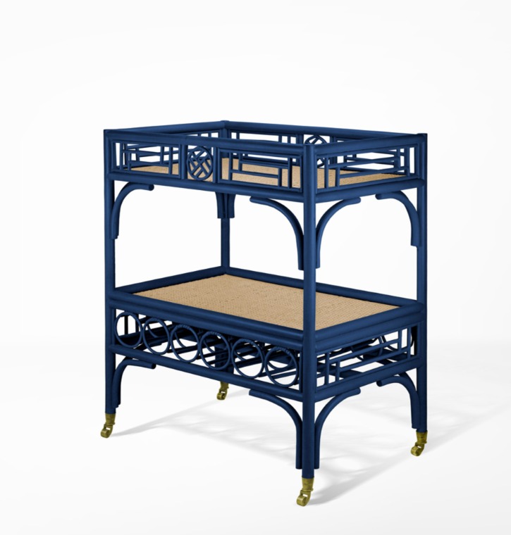 Sheo Home Living - Chinoiserie Rattan Bar Cart