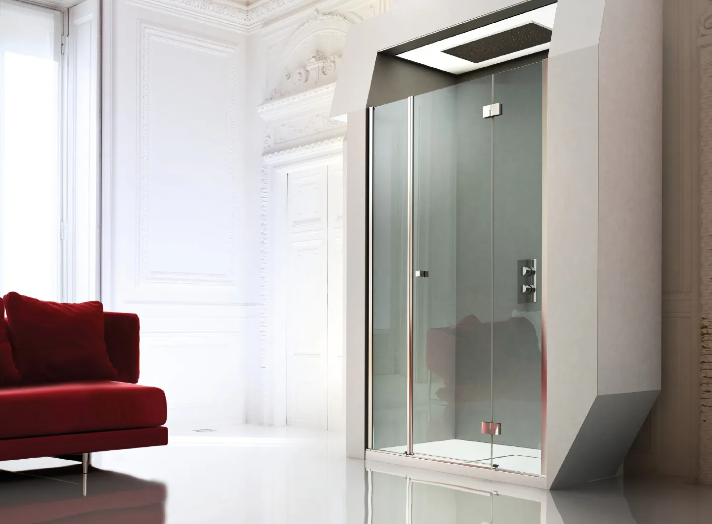 Vismaravetro - custom made and hinged shower enclosure - Sintesi collection