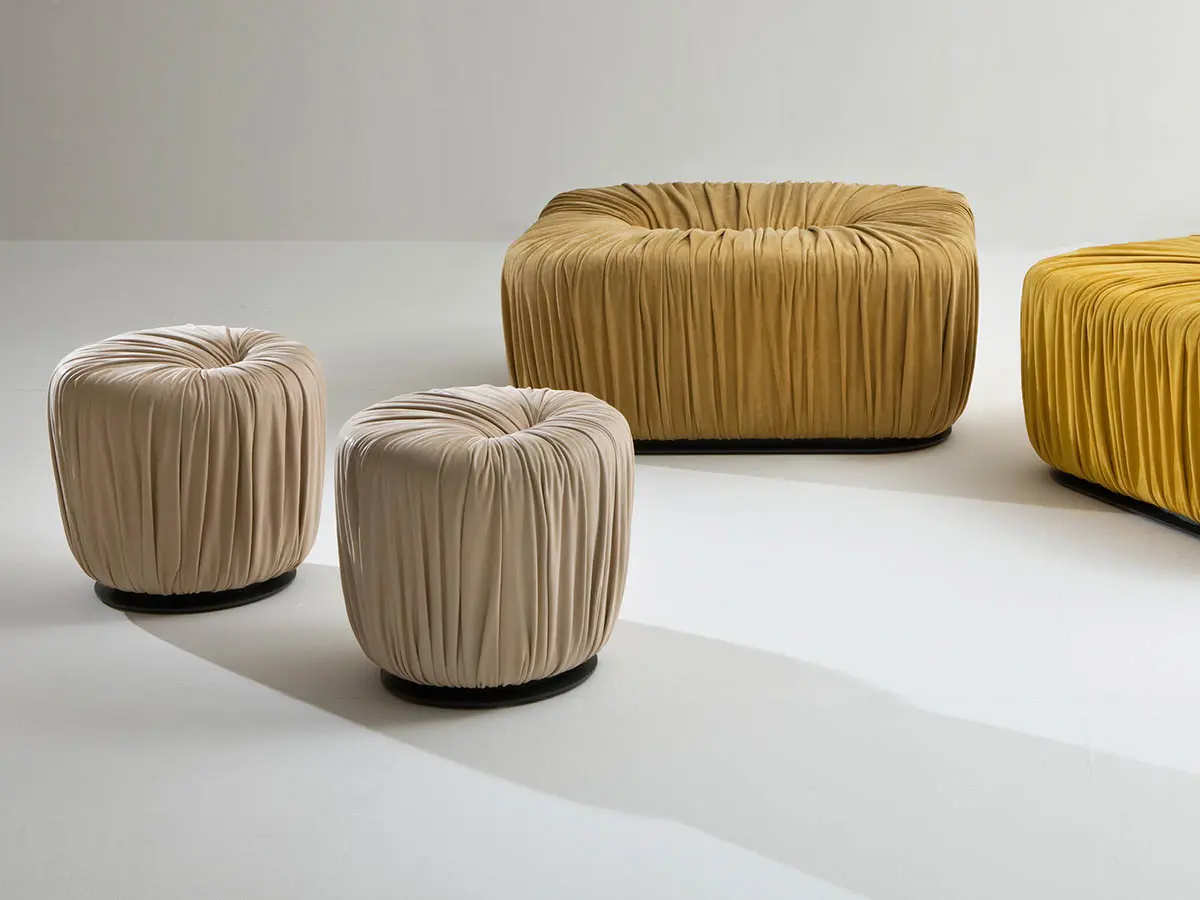 laurameroni luxury high end poufs and armchairs in precious materials