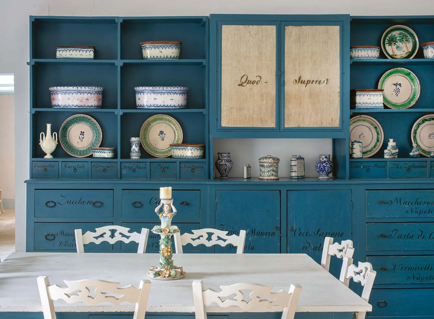 Kitchen in the villa of the stylist Luisa Beccaria in Castelluccio, Sicily