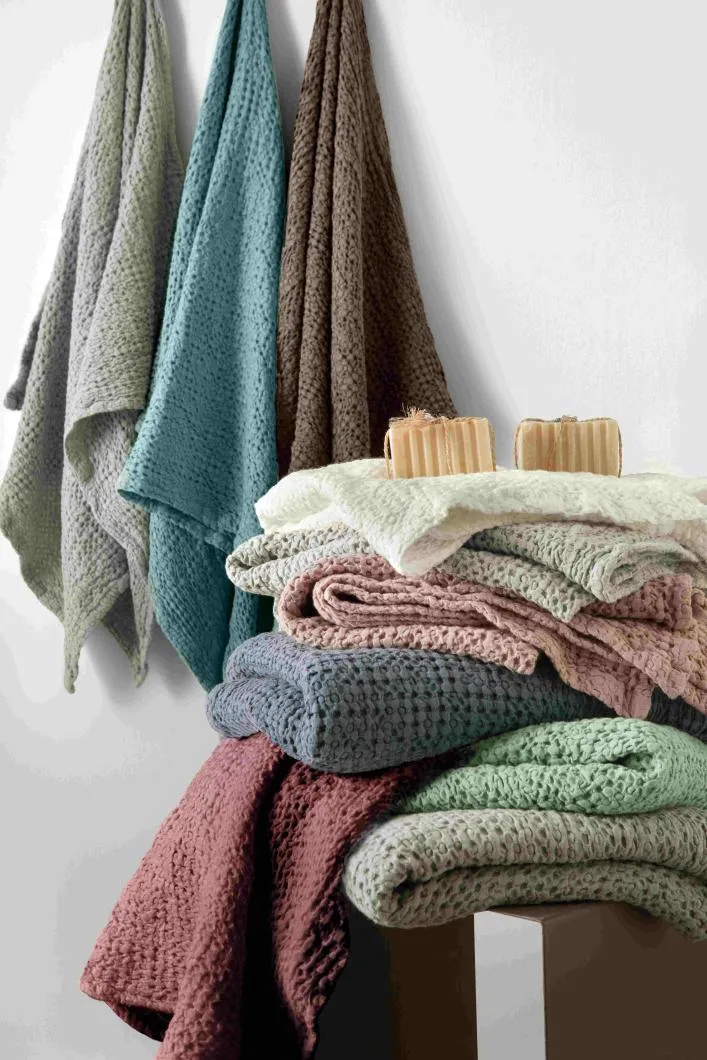 Memoria honeycomb bath towels certified GOTS (Global Organic Textile Standard)