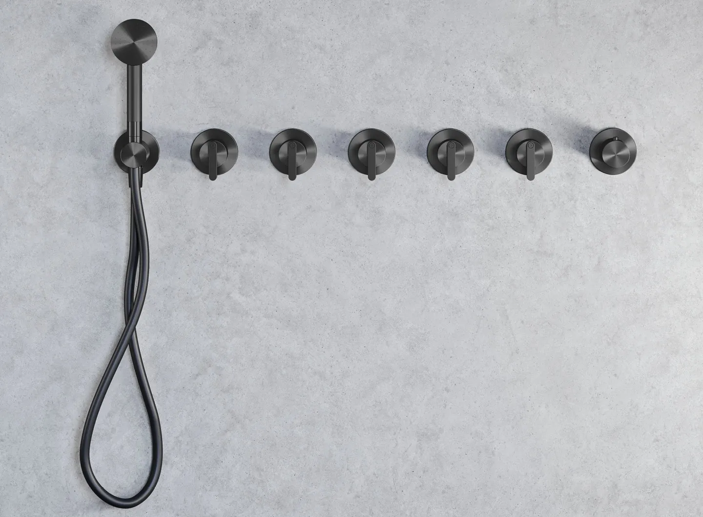 Thermostatic shower mixer with 5-way manifold, brushed carbon PVD - KIR58. Complete hand shower kit with Ø 70 mm hand shower, brushed carbon PVD - K20