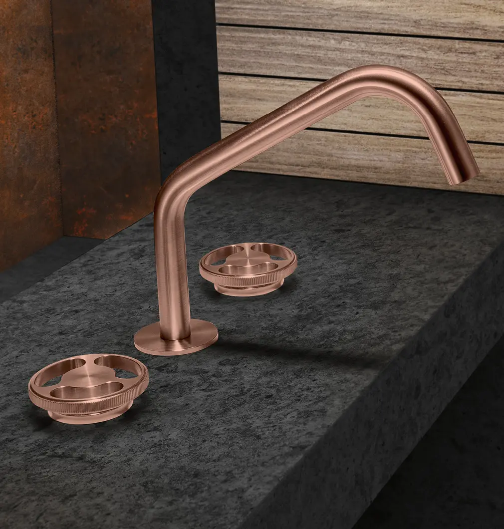 3-hole deck-mounted basin set, brushed roseè PVD - KAT24