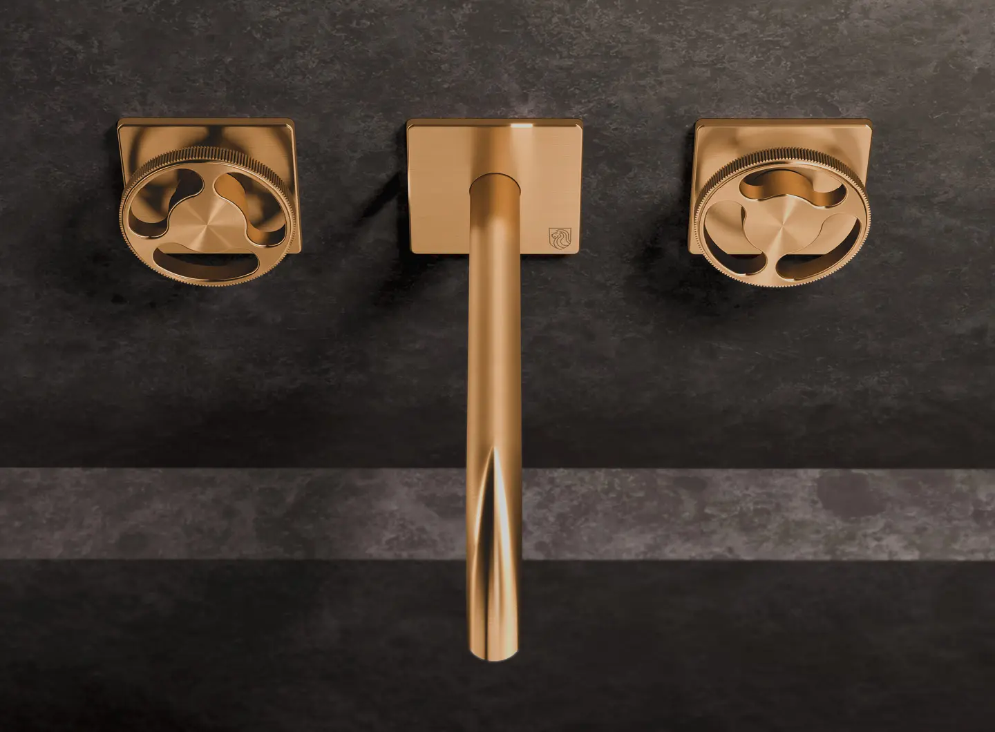 3-hole wall-mounted basin set, brushed bronze PVD - KAN28