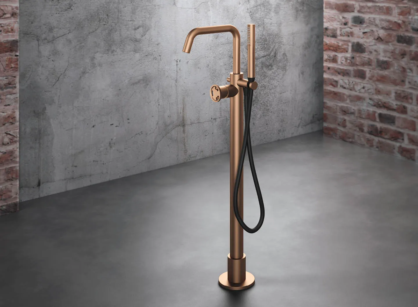 Free-standing bath group, satin copper - PVO