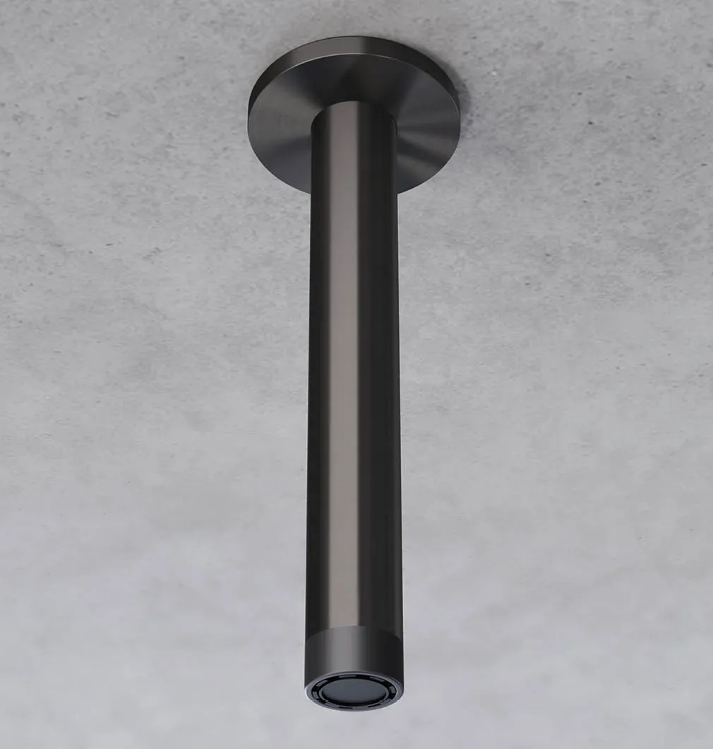 Bud ceiling-mounted shower head with laminar splash-free aerator, brushed carbon PVD - SSN2