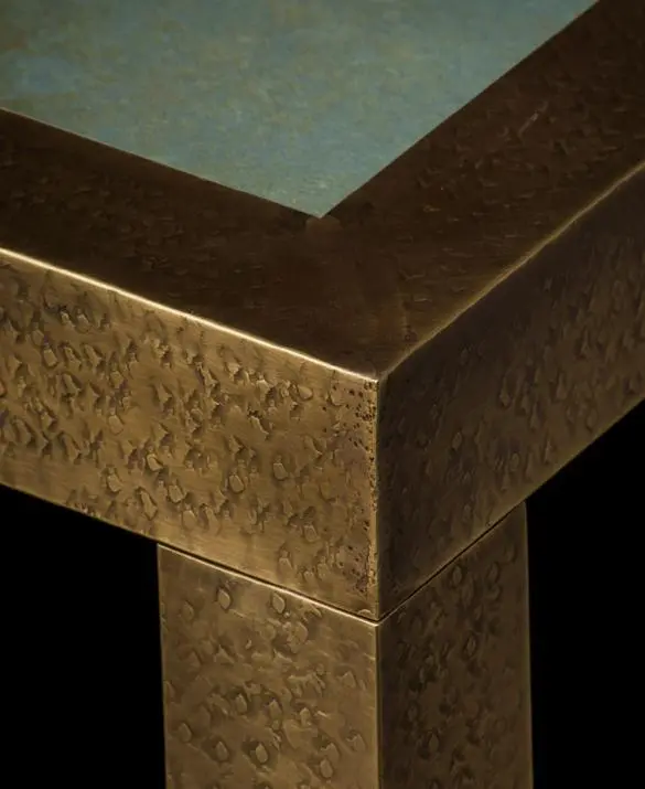 hand hammered brass table