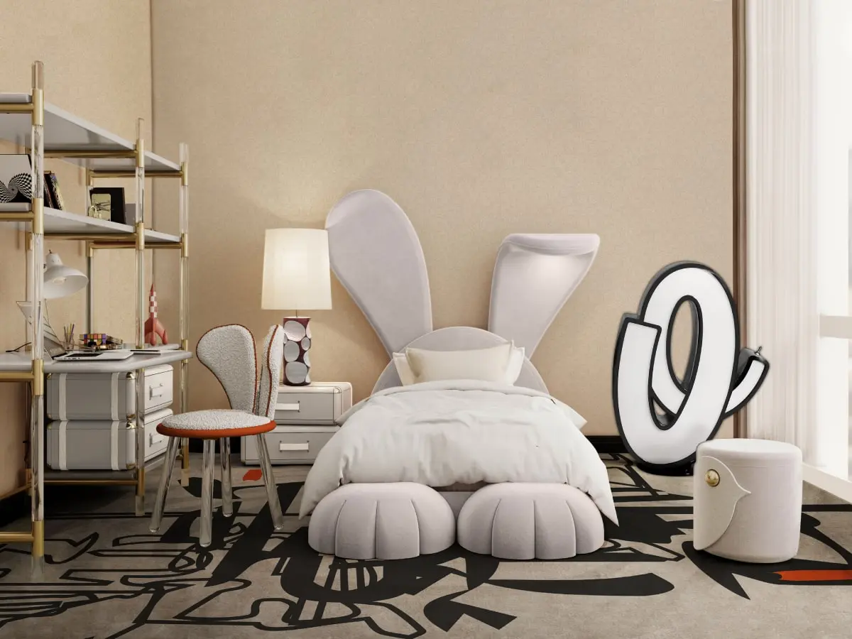 Camera da letto per bambini con tappeto inkage di Rug'Society