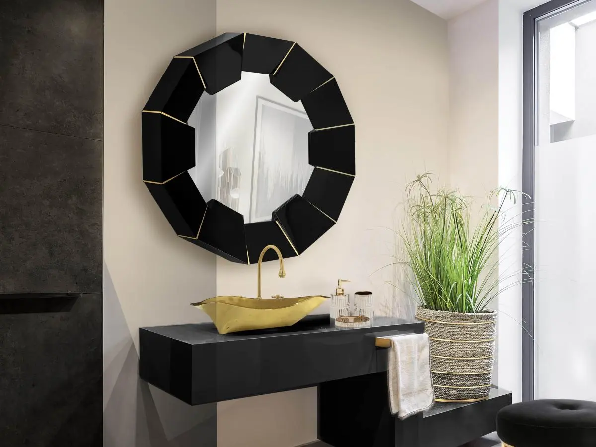 Luxury guest bathroom full of natural light with Lapiaz Vessel Sink.