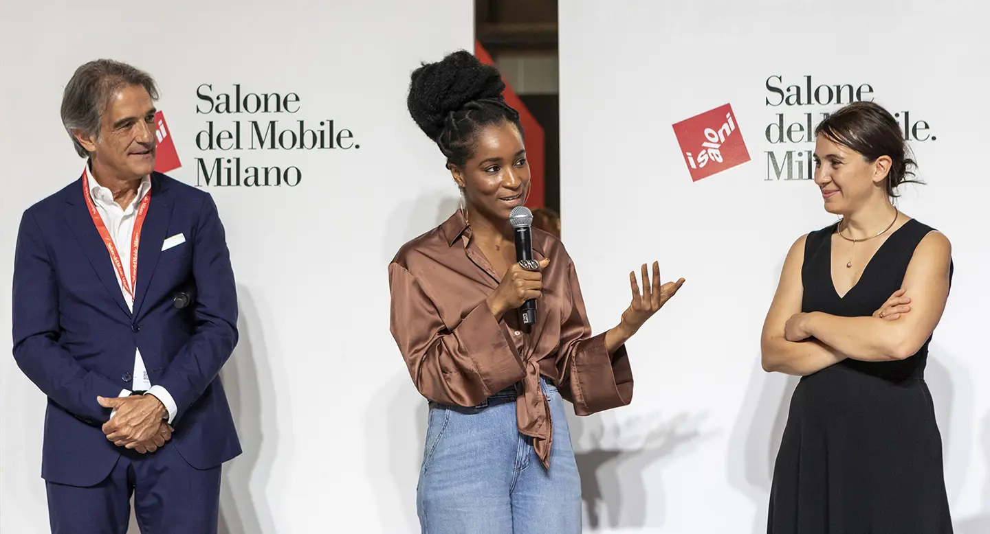 claudio feltrin, lani adeoye, maria porro, premiazione salonesatellite