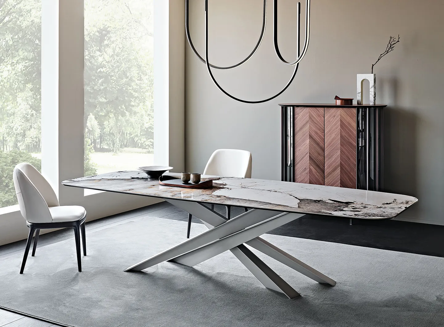 Lancer Keramik table - titanium base, Corcovado ceramic top