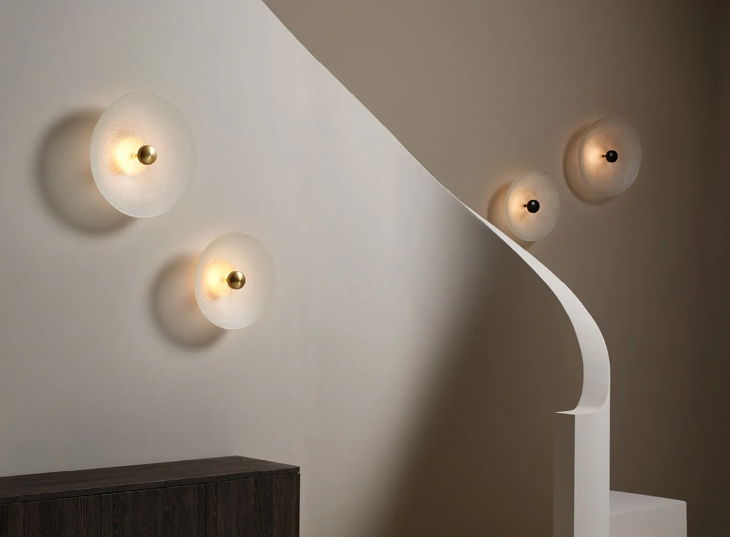 Cielo Wall Lights, Satin Brass & Bronze