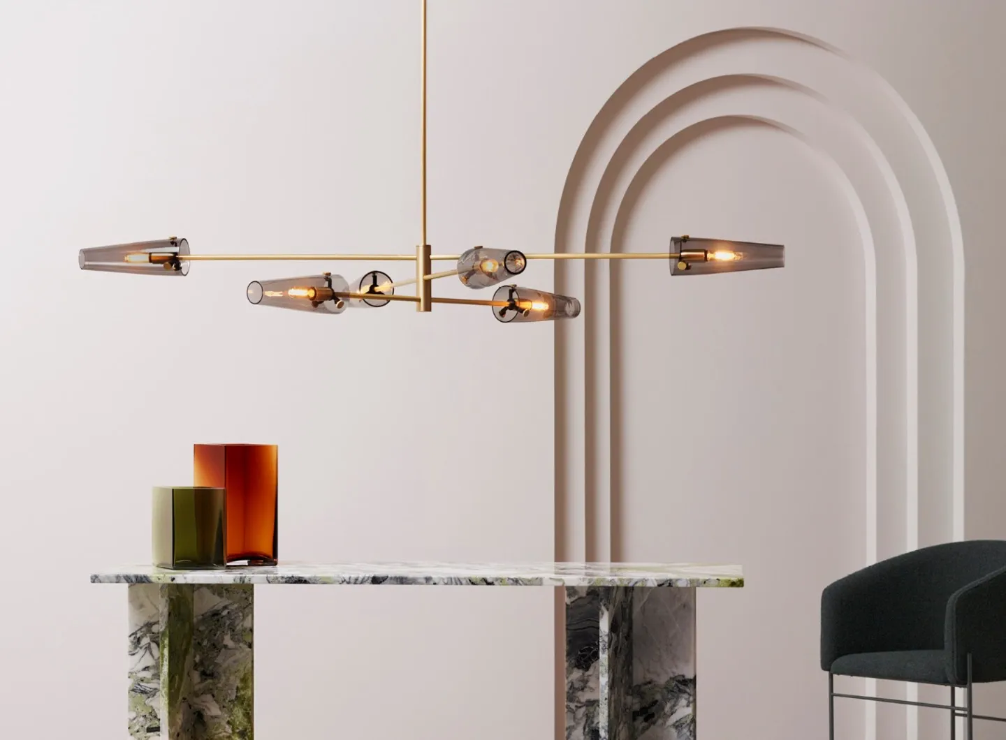 Axis Pendant Light, Satin Brass