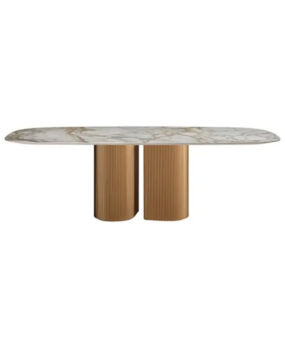 The dakry bc cer 001 dining table has a metal lacquered base and the top can be in different materials