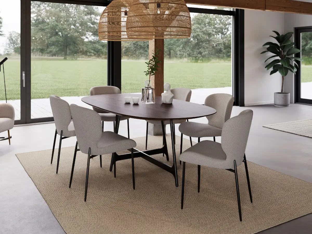 GLORY chairs in Pebble Earth bouclé