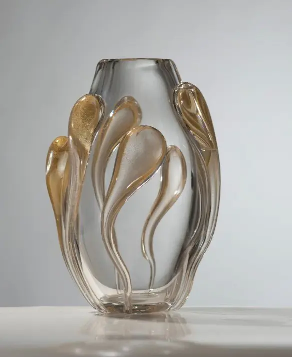 Duccio di Segna -  Rain vase big transparent & gold