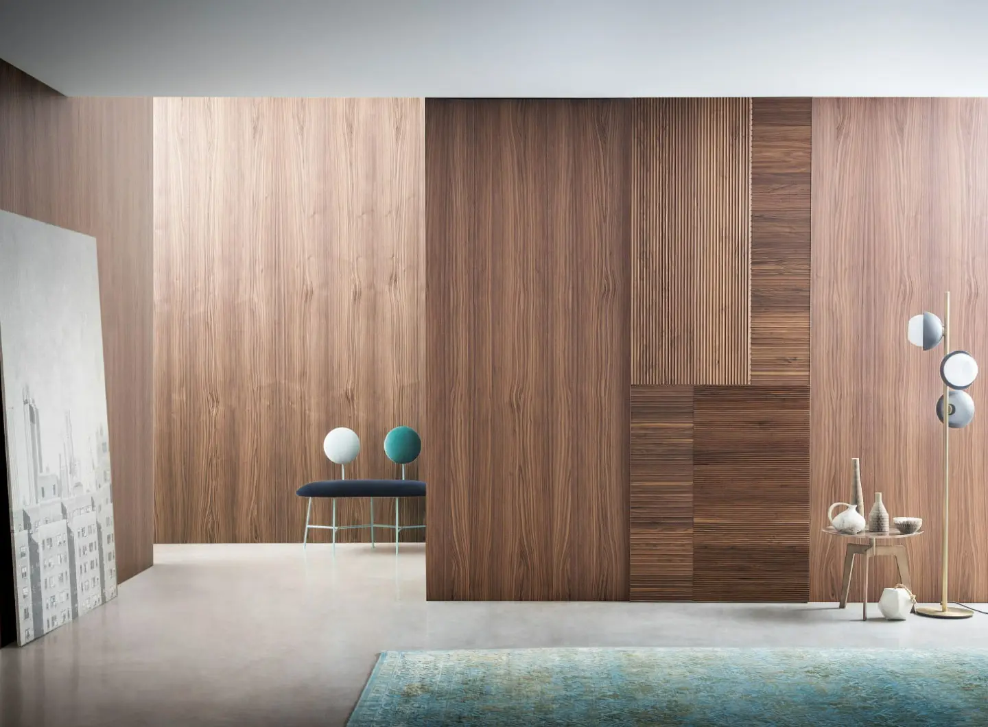 Wall & Door - partizioni mobili con ante integrate - finitura Matrix design Piero Lissoni