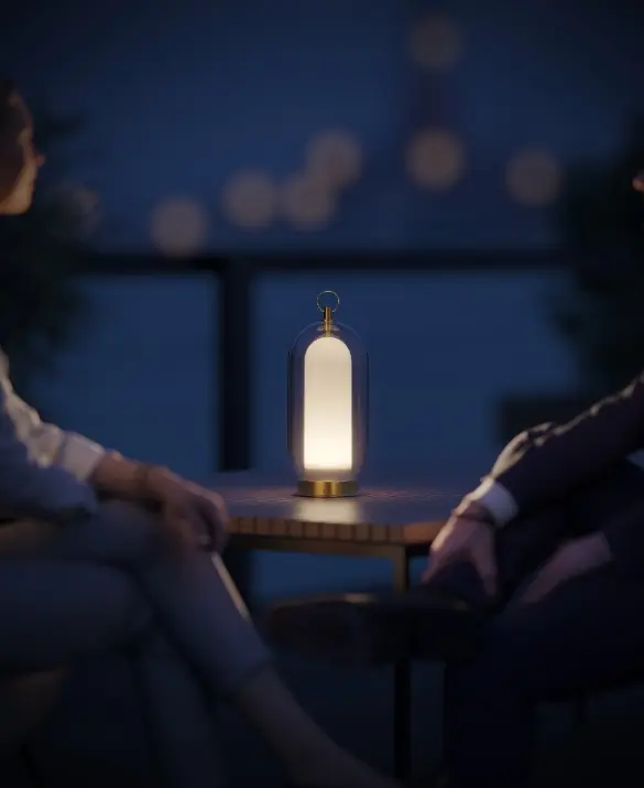 Aeron Free battery-operated lamp by Cangini and Tucci in borosilicate glass