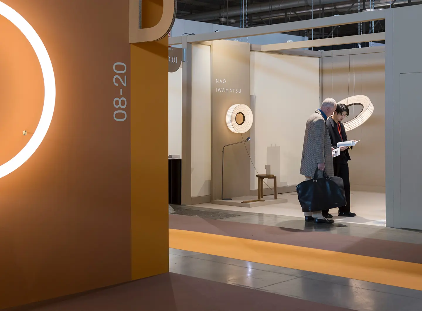 Nao Iwamatsu booth with LED light sculptures and paper lanterns