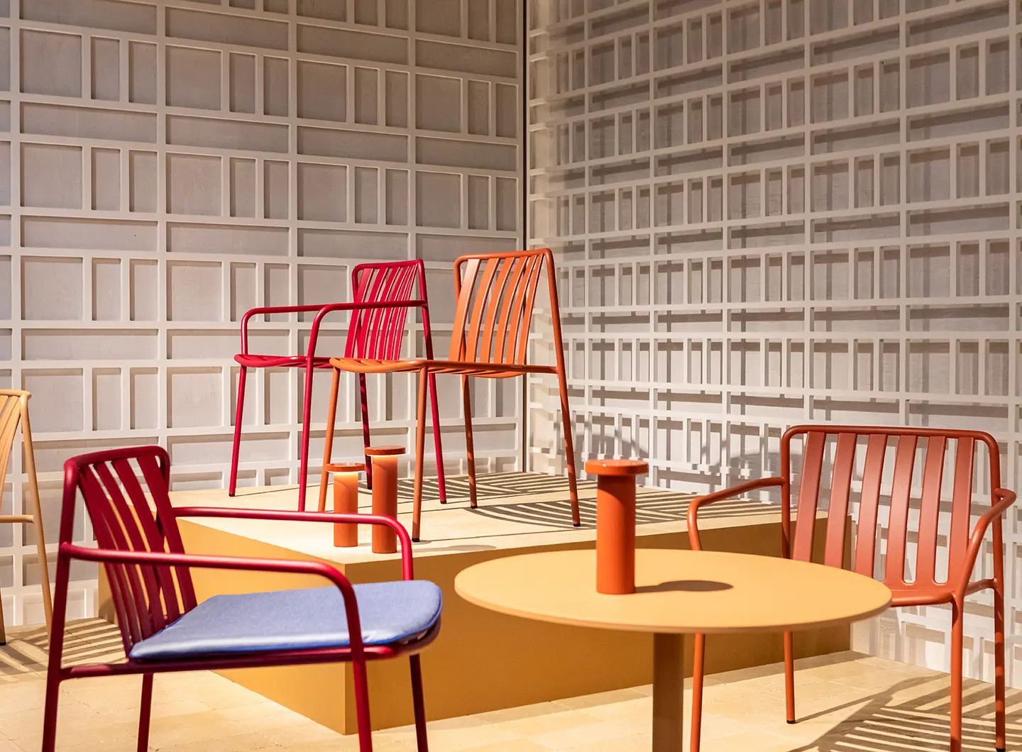 Seating, with pair of chairs and small table in foreground