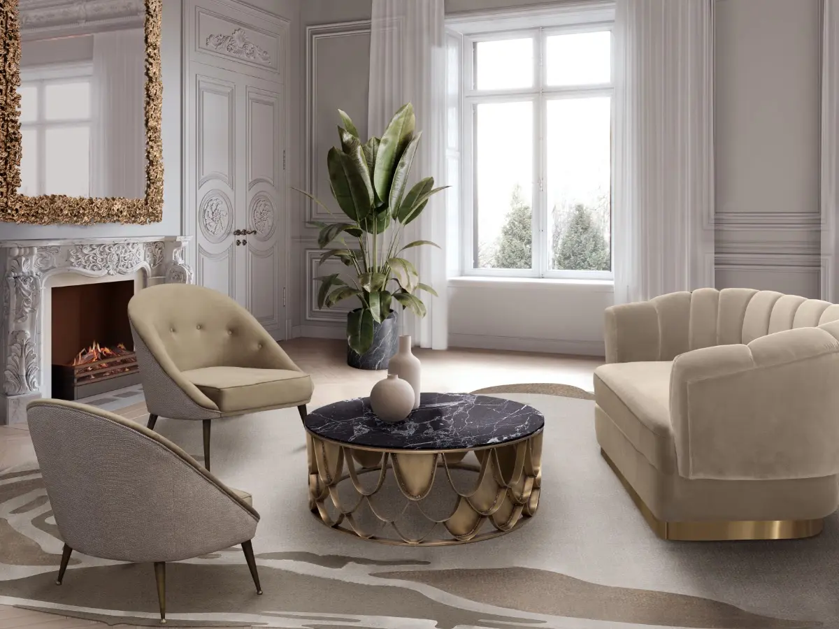 Elegant Classic Living Room with Nuance Rug