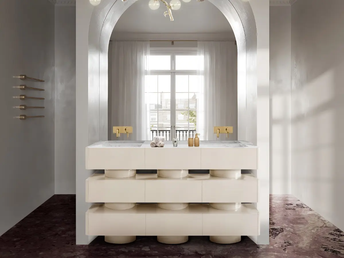 A STUNNING BLEND OF MODERN LUXURY AND ARTISTIC RESTROOM DESIGN