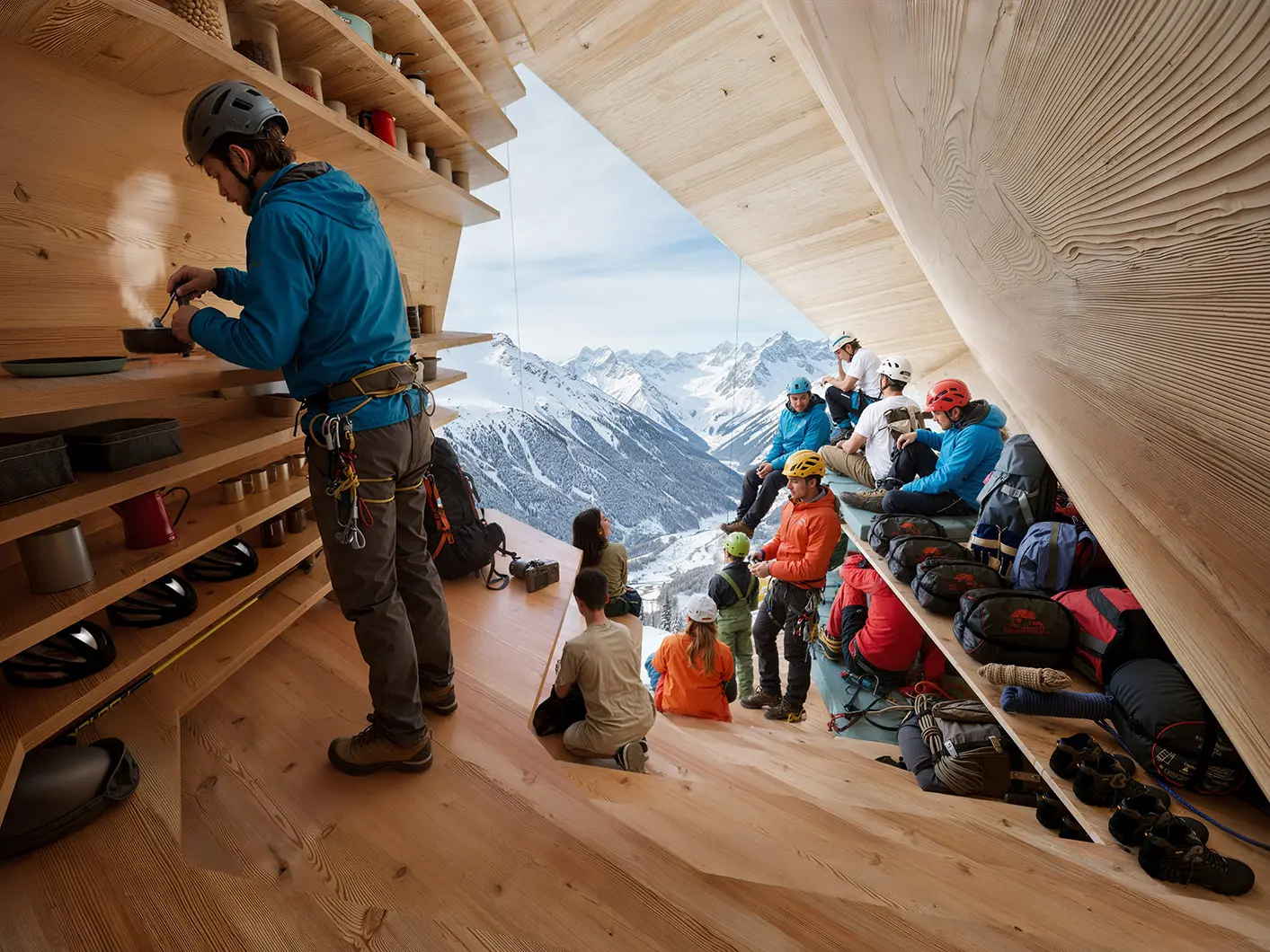 interior of the Alpine bivouac designed by CRA-Carlo Ratti Associati