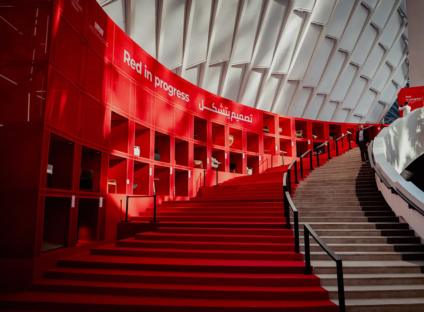 Red in progress, installation Giò Forma, staircase