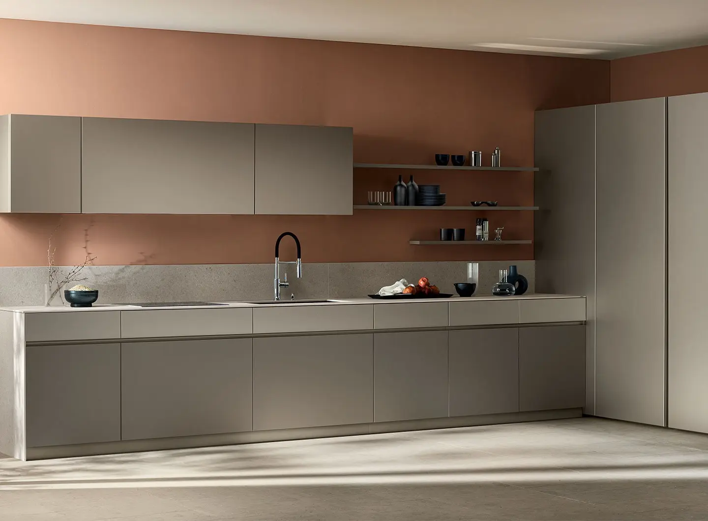 Cucina Poetica - ante decorativo Polvere e laccato opaco effetto perlato Perlage.