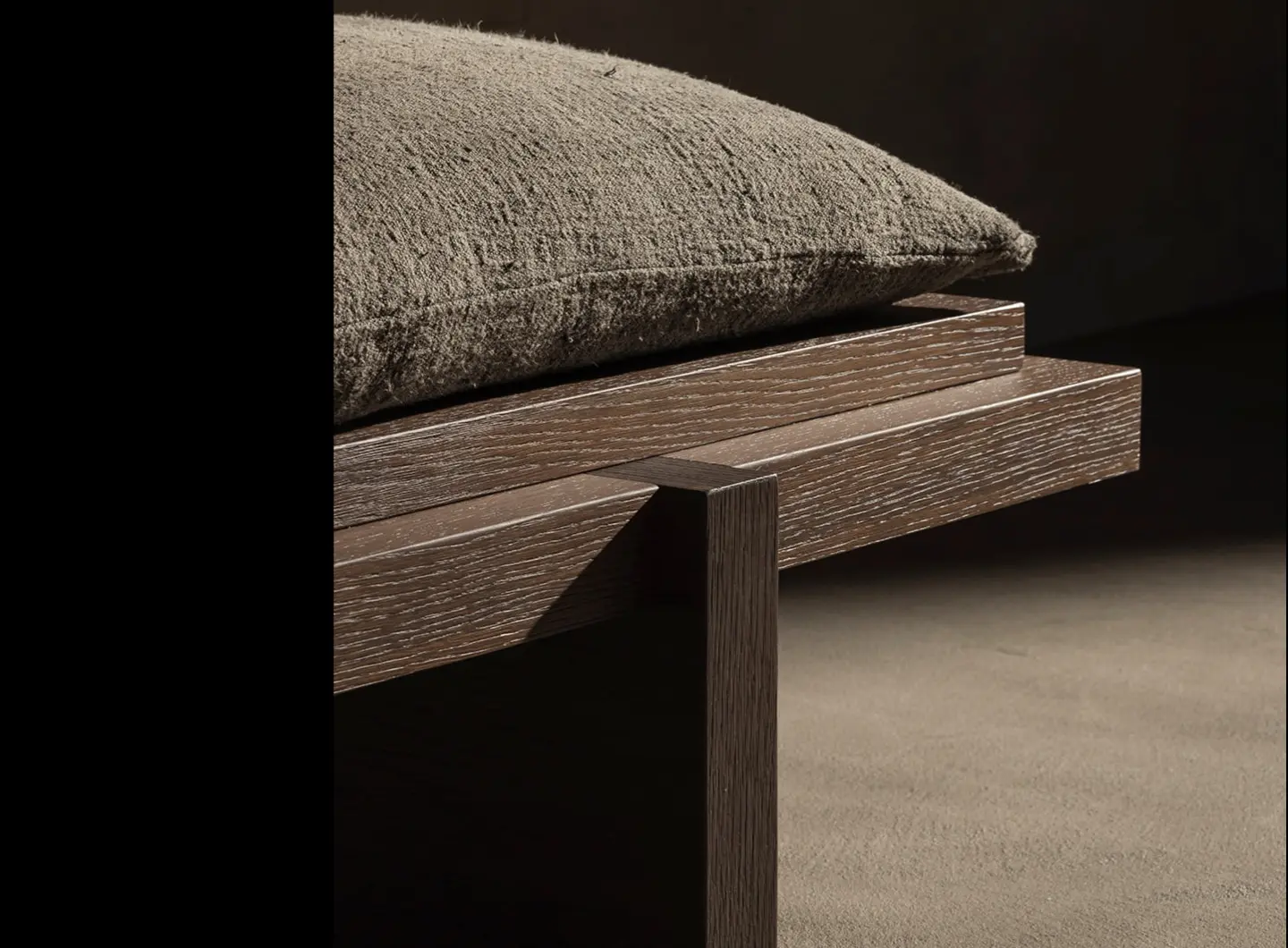 Yoishu daybed - handcrafted in hand-brushed smoked oak 