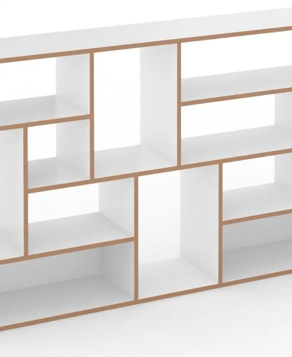 Scaffale composto da elementi a H di diverse dimensioni