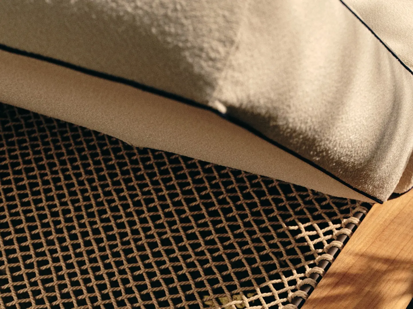 Dettaglio della base in corda dark grey