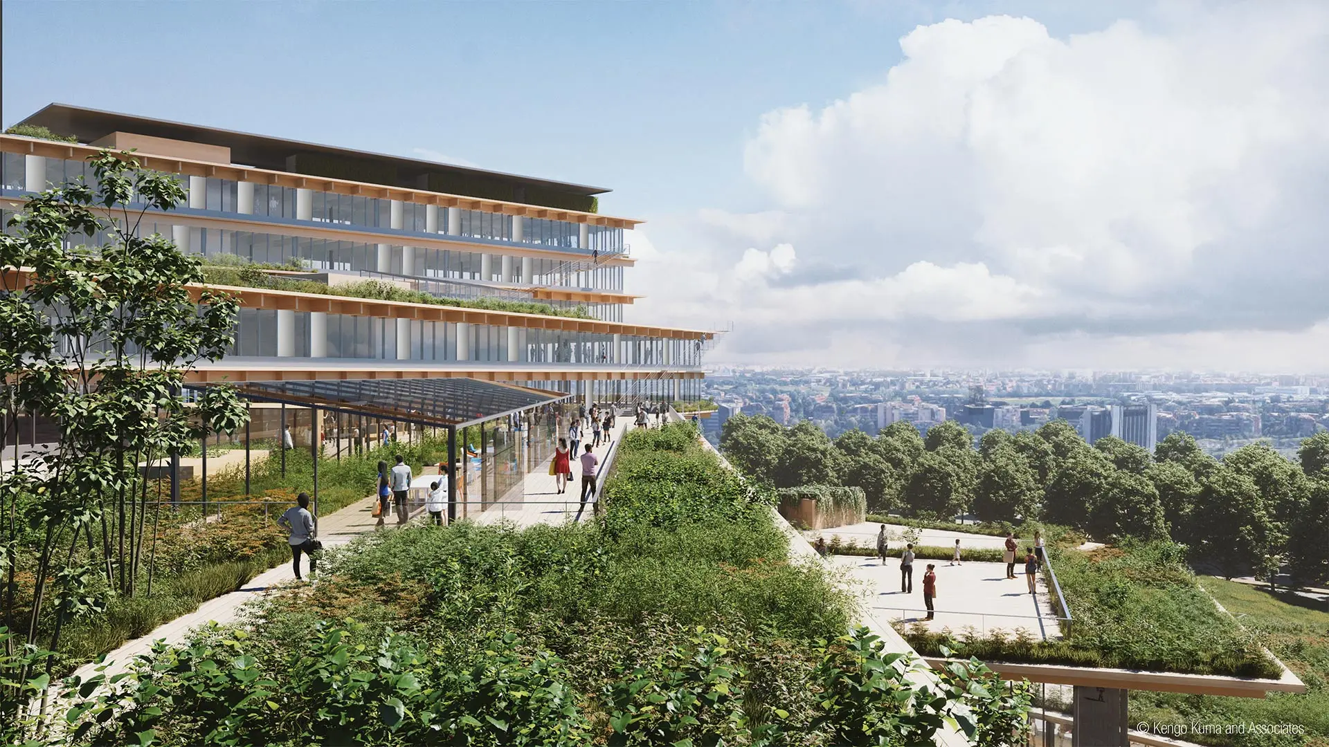 panoramic terrace, welcome, kengo kuma, salone milano